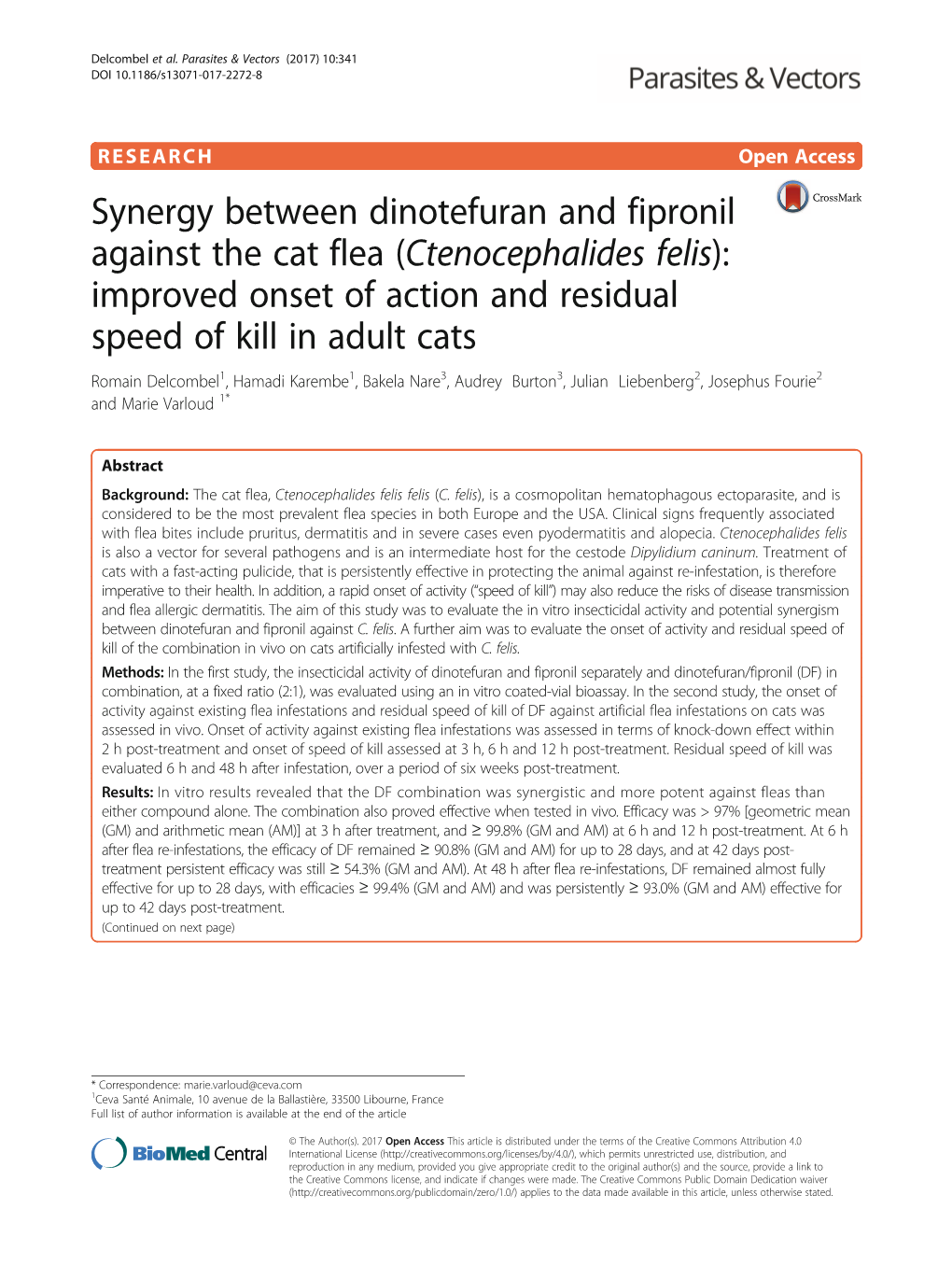 Synergy Between Dinotefuran and Fipronil Against the Cat Flea