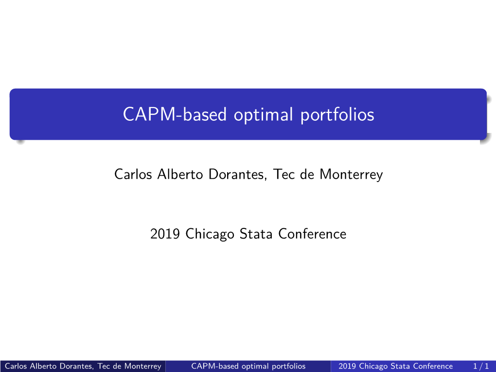 CAPM-Based Optimal Portfolios