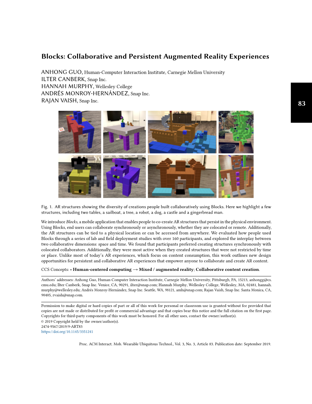 Blocks: Collaborative and Persistent Augmented Reality Experiences