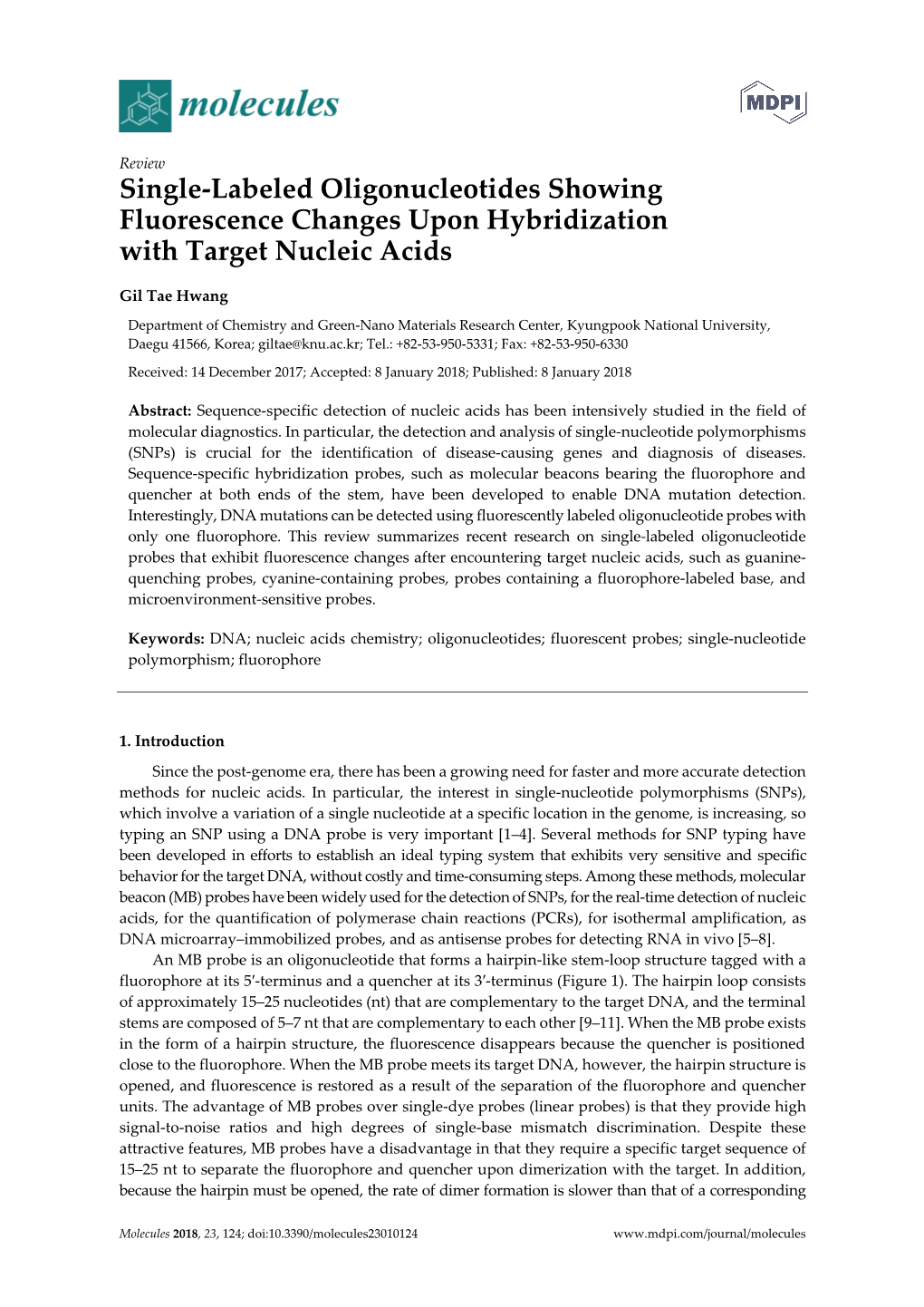 Single-Labeled Oligonucleotides Showing Fluorescence Changes Upon Hybridization with Target Nucleic Acids