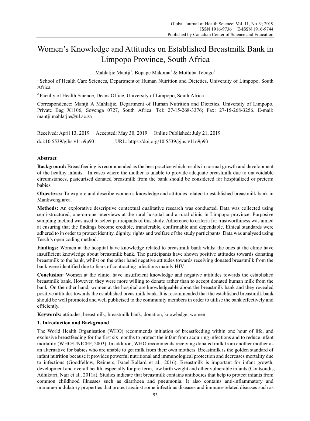 Women's Knowledge and Attitudes on Established Breastmilk Bank In