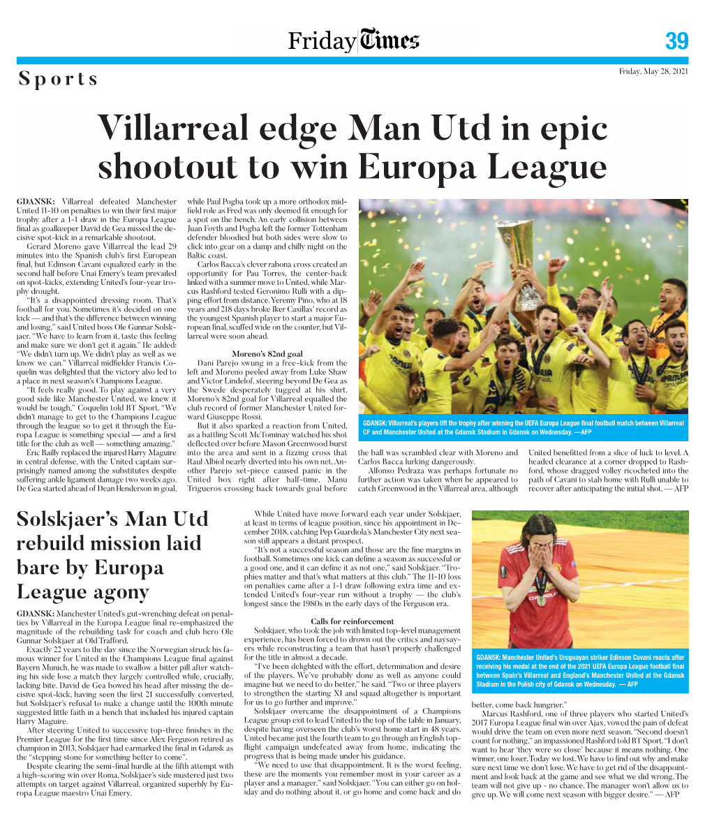 Villarreal Edge Man Utd in Epic Shootout to Win Europa League