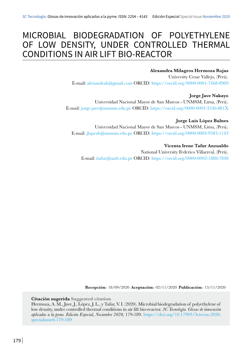 Microbial Biodegradation of Polyethylene of Low Density, Under Controlled Thermal Conditions in Air Lift Bio-Reactor