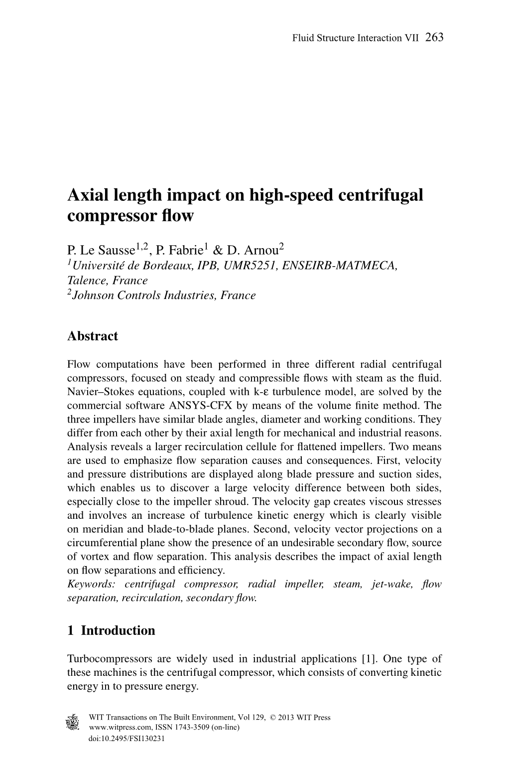 Axial Length Impact on High-Speed Centrifugal Compressor Flow