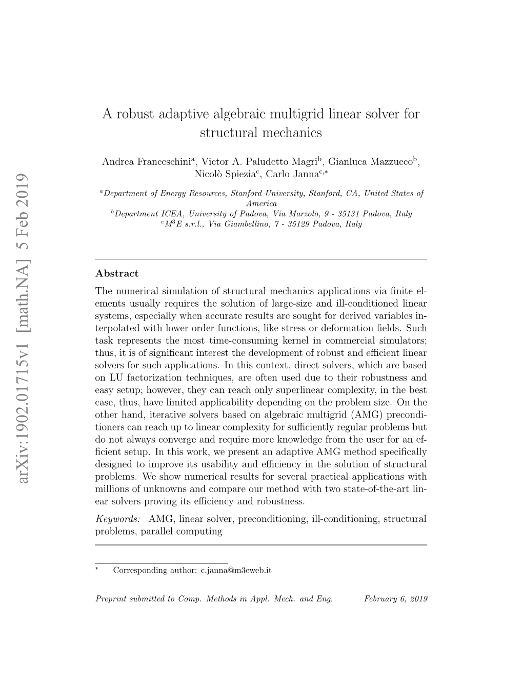 A Robust Adaptive Algebraic Multigrid Linear Solver for Structural Mechanics