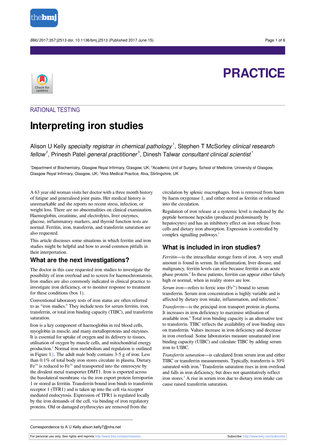 Interpreting Iron Studies