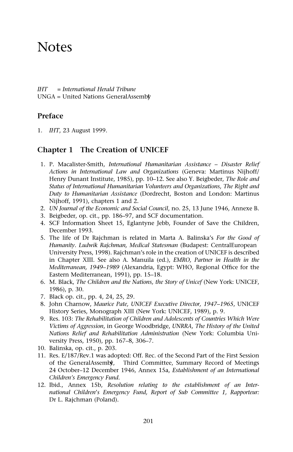 Preface Chapter 1 the Creation of UNICEF