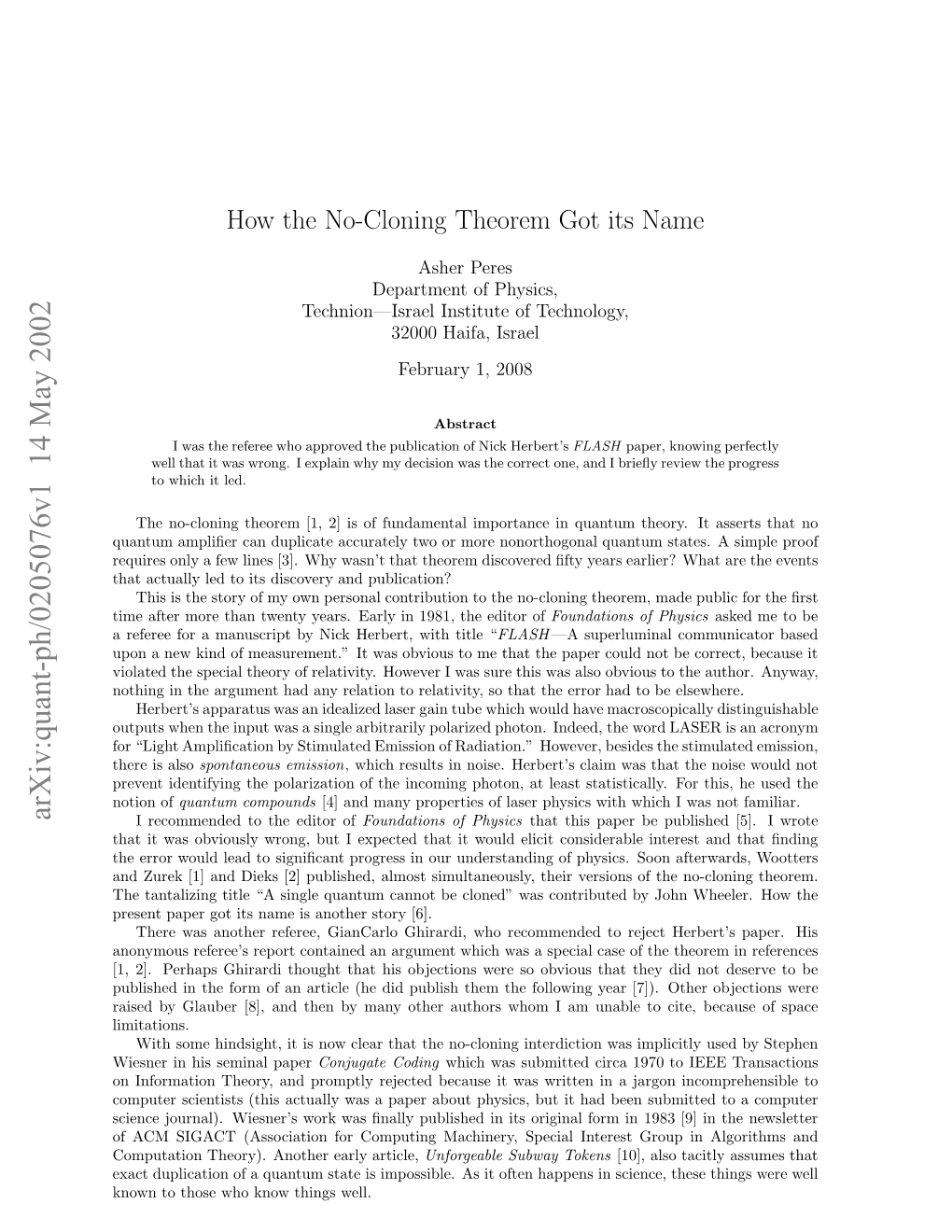 How the No-Cloning Theorem Got Its Name