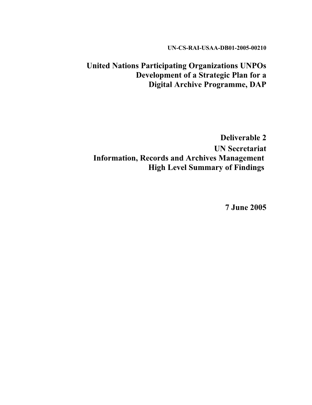 UNDP High Level Summary s1