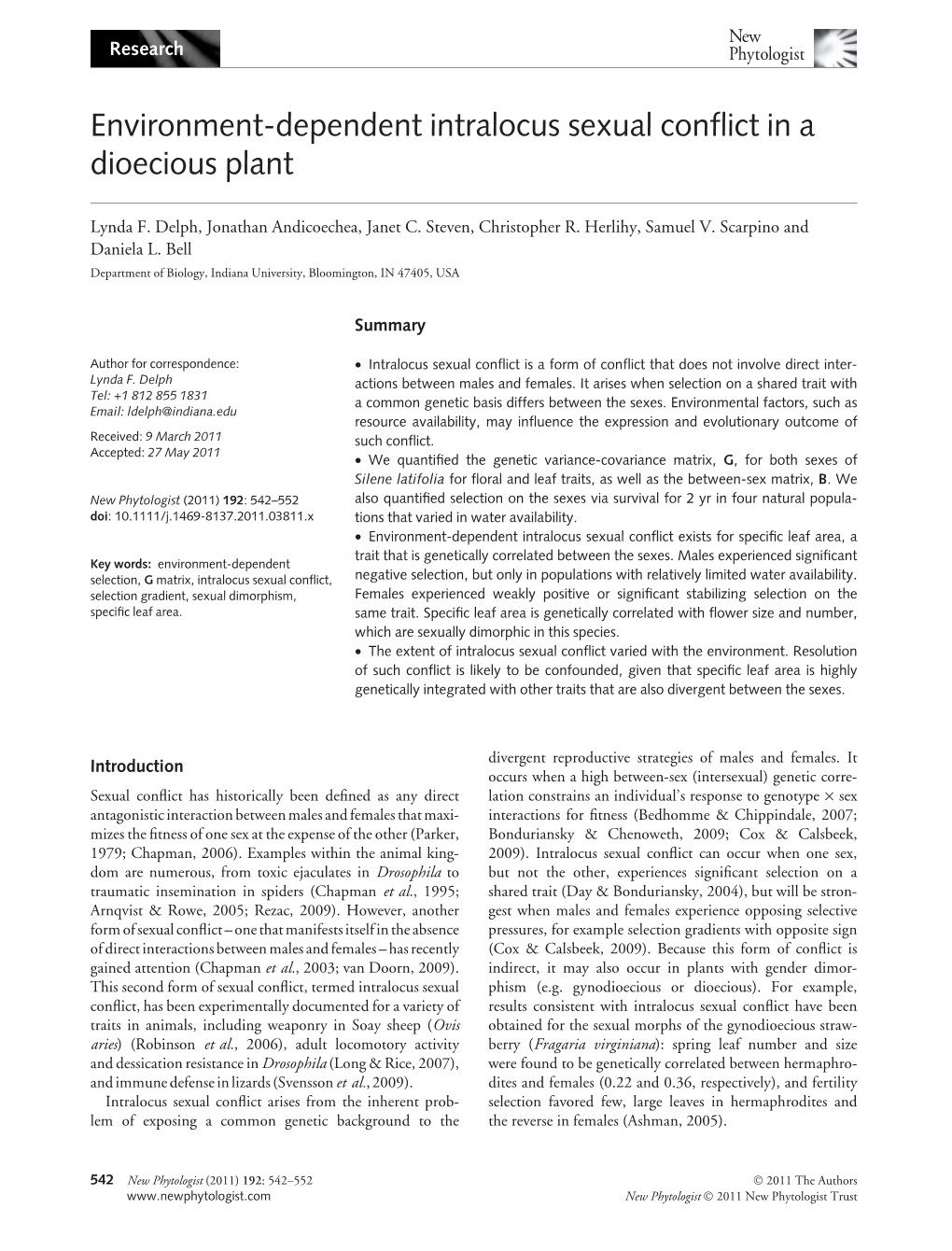 Environmentdependent Intralocus Sexual Conflict