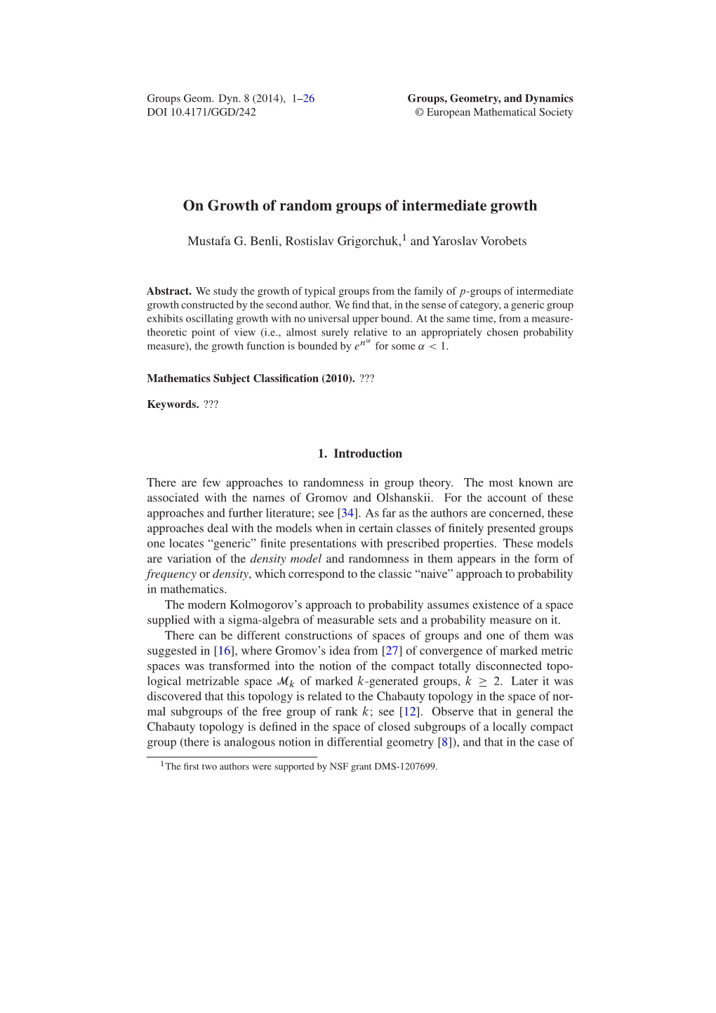 On Growth of Random Groups of Intermediate Growth