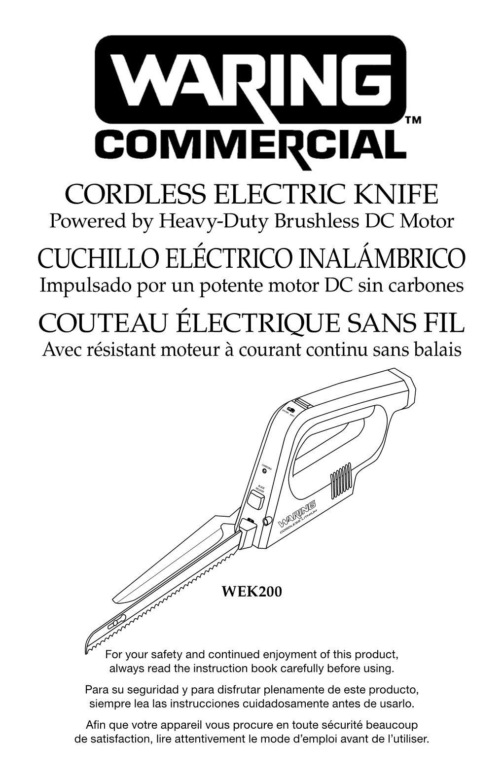 Wek200 Waring Commercial Cordless Electric Knife Instruction Manual