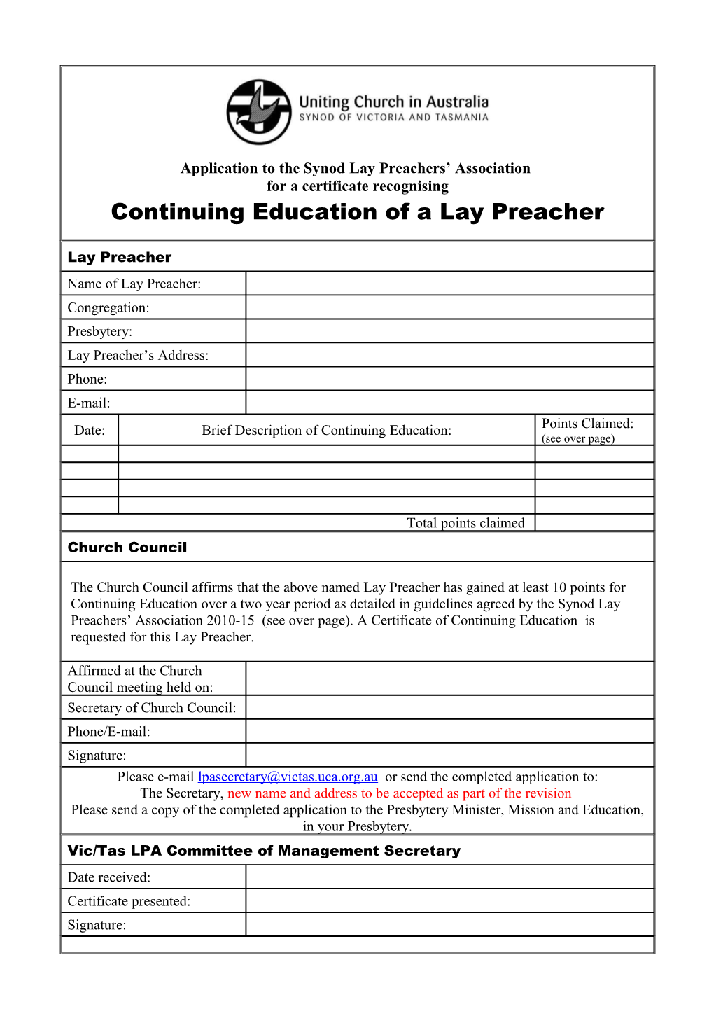 LPA Continuing Education Application Form