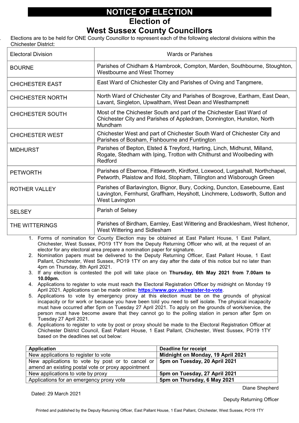 Election of West Sussex County Councillors 1