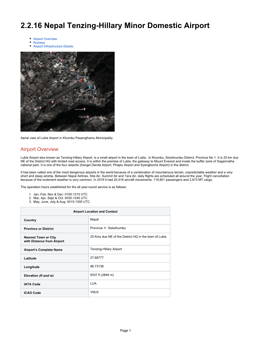 2.2.16 Nepal Tenzing-Hillary Minor Domestic Airport