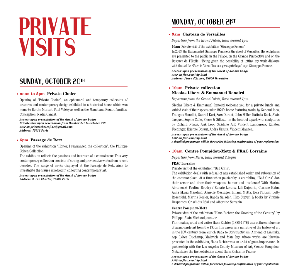 Private Visits