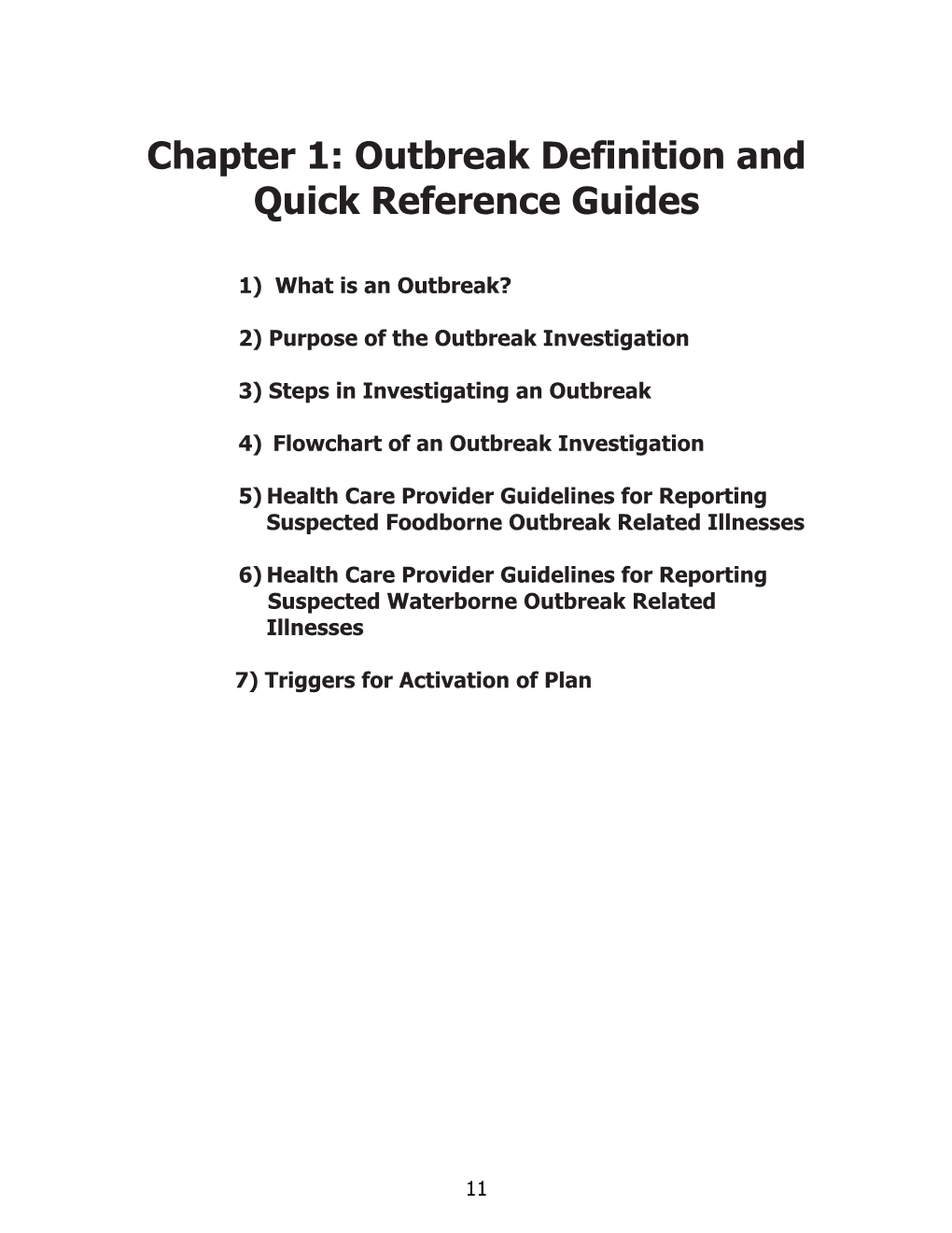 Chapter 1: Outbreak Definition and Quick Reference Guides