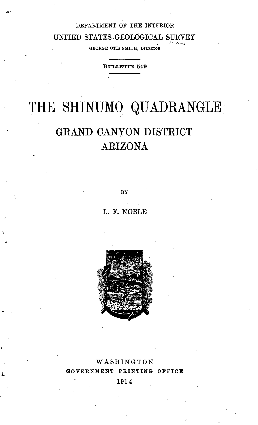 The Shinumo Quadrangle, Grand Canyon District, Arizona