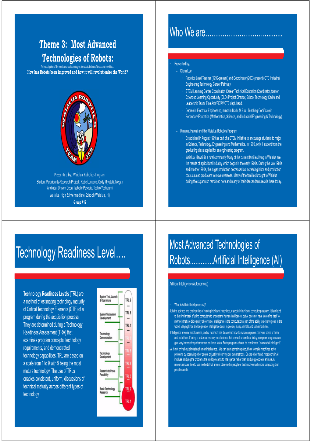 Technology Readiness Level…. Robots