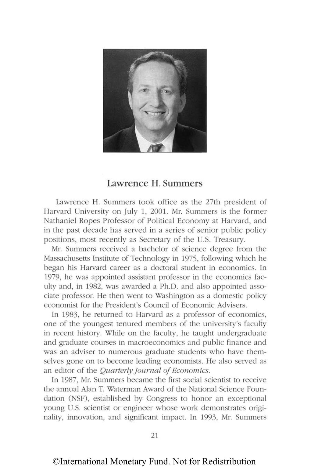 Lawrence H. Summers Lawrence H