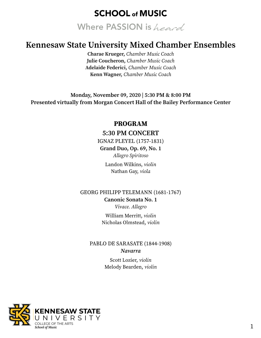 Kennesaw State University Mixed Chamber Ensembles