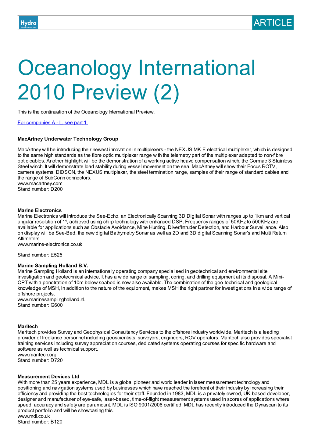 Oceanology International 2010 Preview (2)