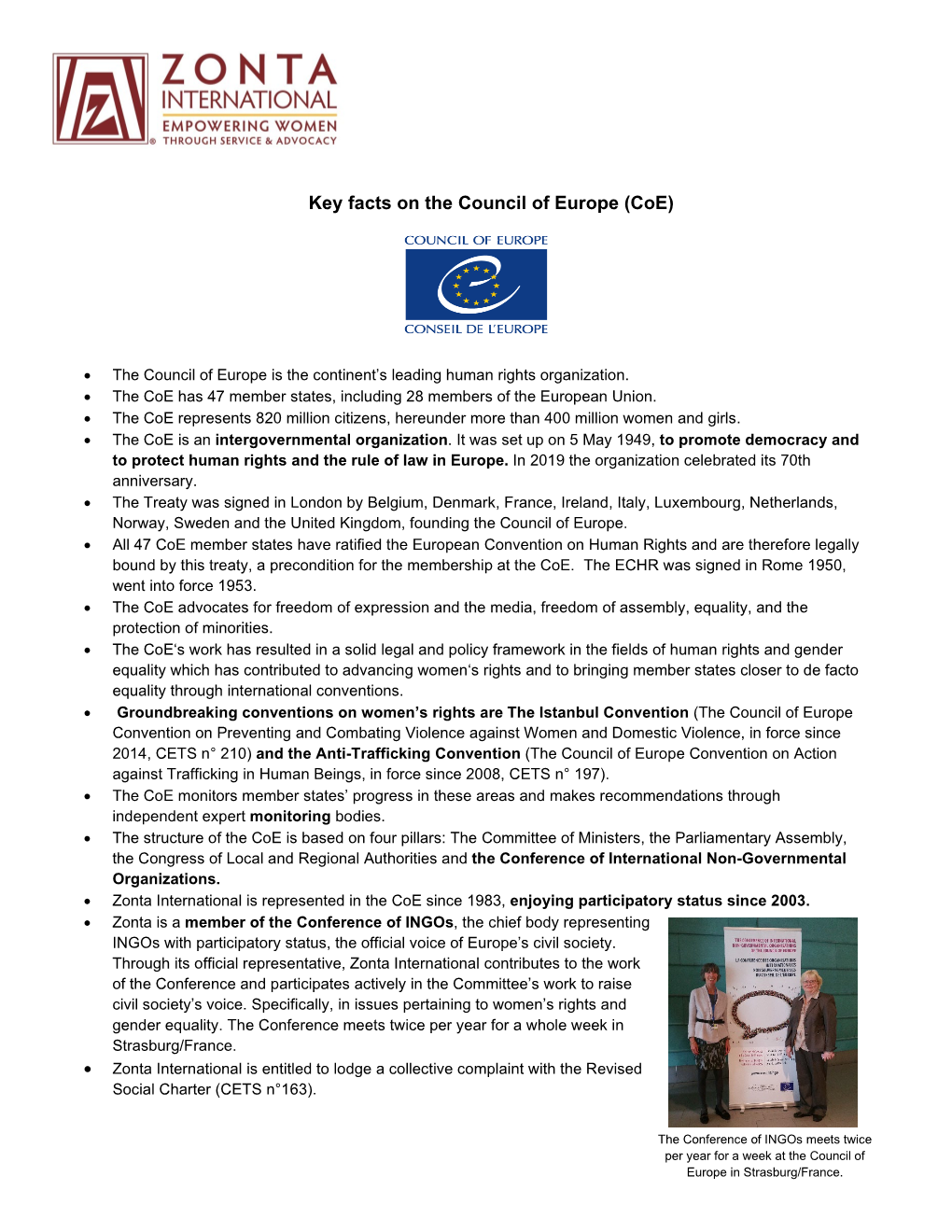 Key Facts on the Council of Europe (Coe)