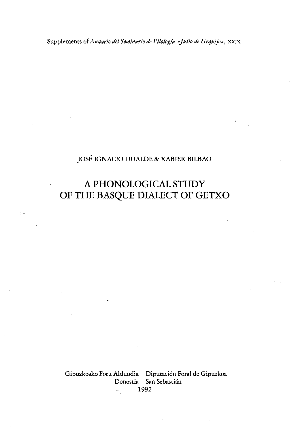 A Phonological Study of the Basque Dialect of Getxo