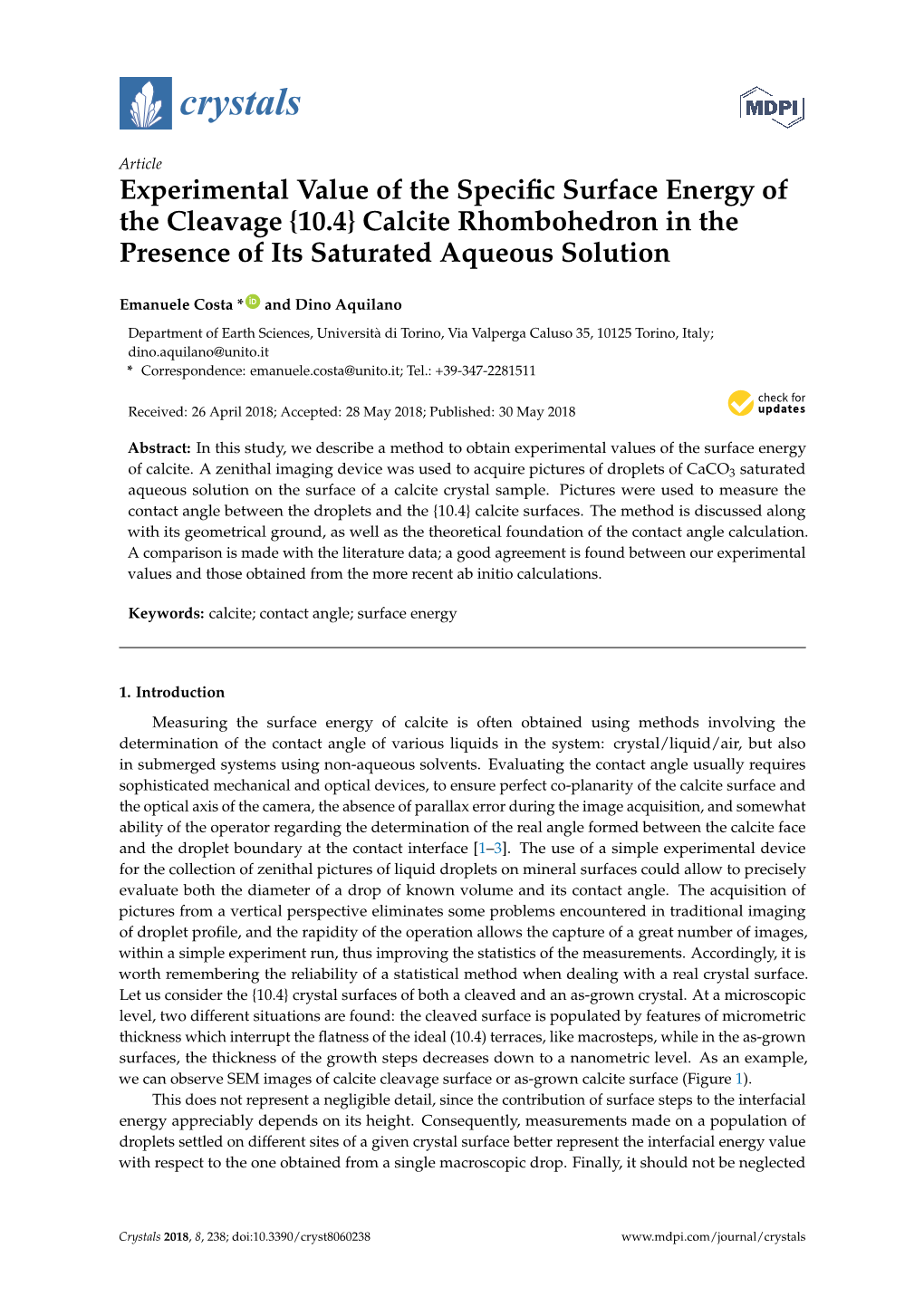 Experimental Value of the Specific Surface Energy of The