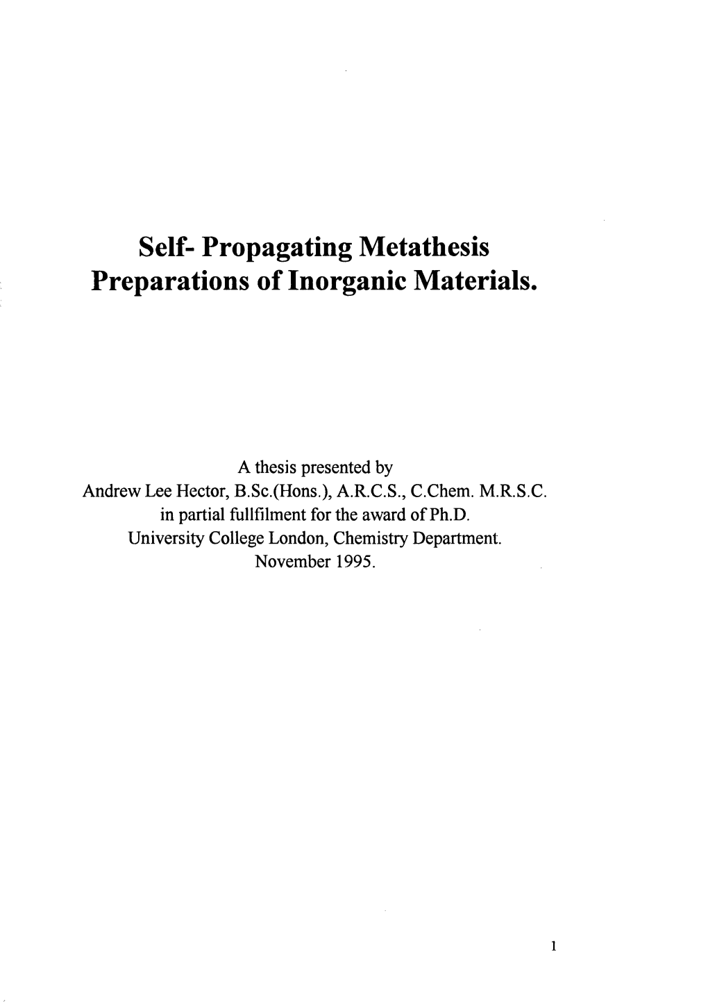 Self-Propagating Metathesis Preparations of Inorganic Materials