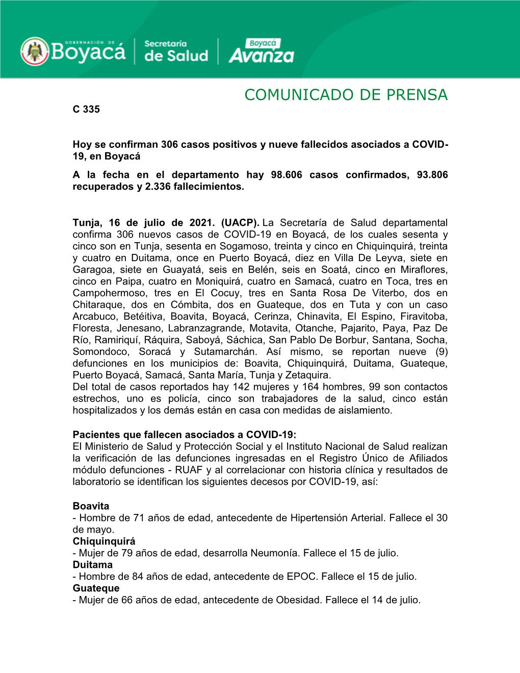 Comunicado De Prensa C 335