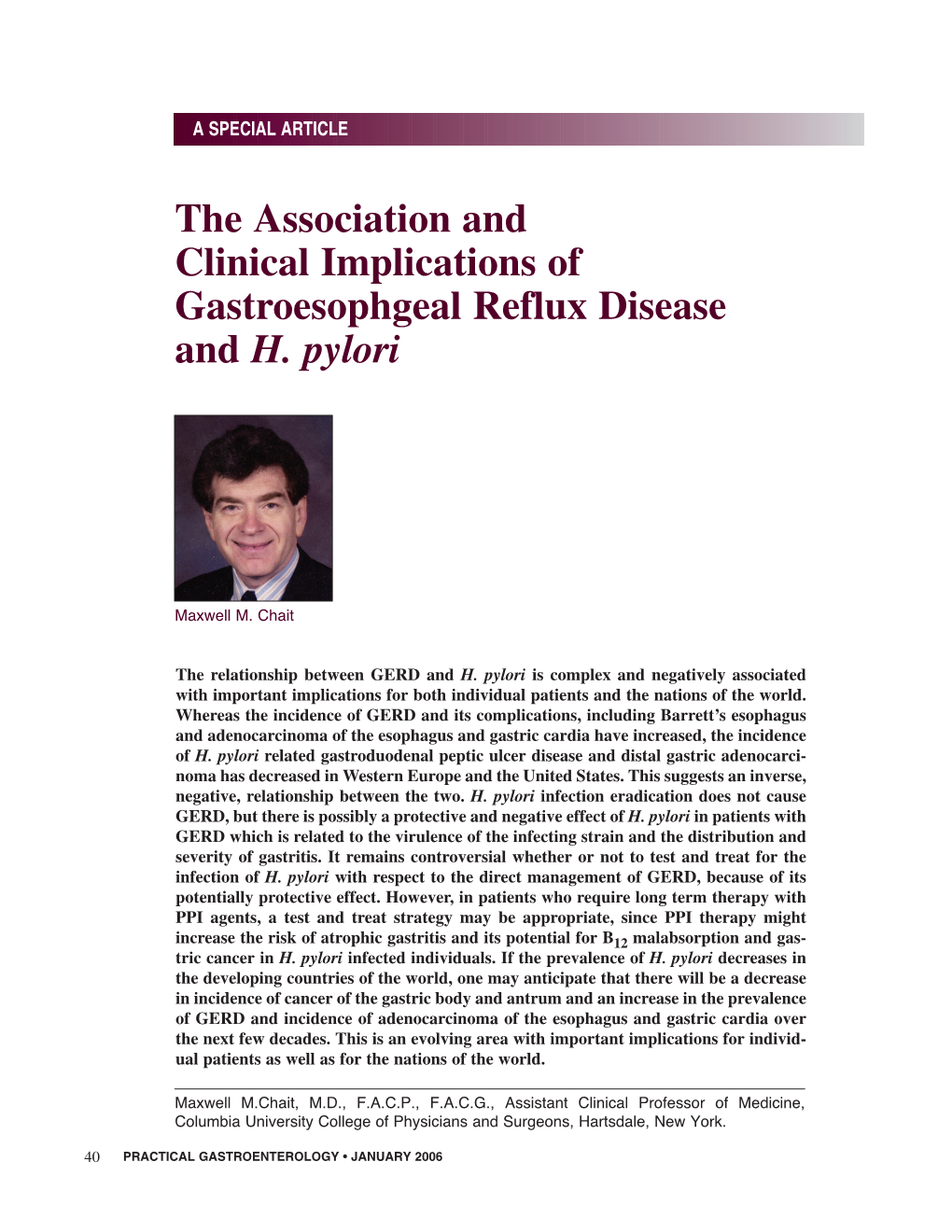 The Association and Clinical Implications of Gastroesophgeal Reflux Disease and H