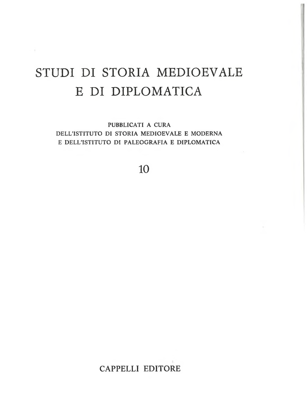 Studi Di Storia Medioevale E Di Diplomatica