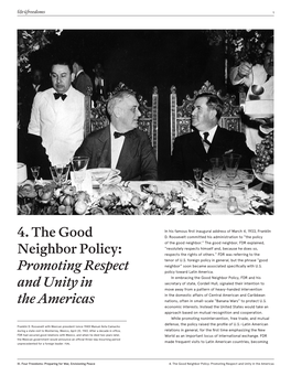 4. the Good Neighbor Policy: Promoting Respect and Unity in the Americas Fdr4freedoms 2
