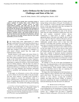 Active Orthoses for the Lower-Limbs: Challenges and State of the Art