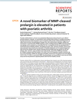 A Novel Biomarker of MMP-Cleaved Prolargin Is Elevated in Patients With