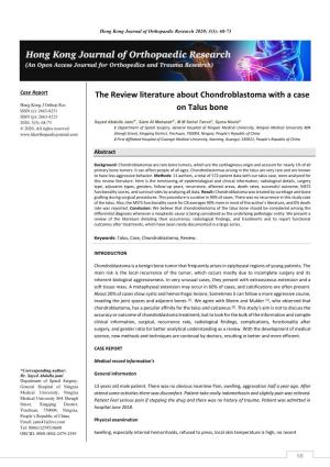The Review Literature About Chondroblastoma with a Case On