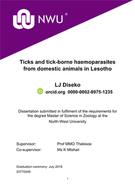 Ticks and Tick-Borne Haemoparasites from Domestic Animals in Lesotho
