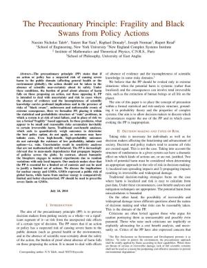 The Precautionary Principle: Fragility and Black Swans from Policy Actions