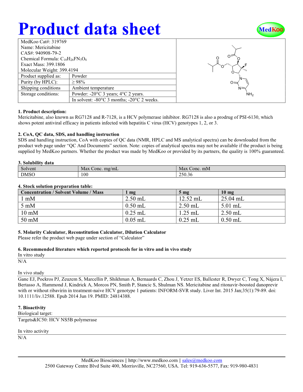 Product Data Sheet