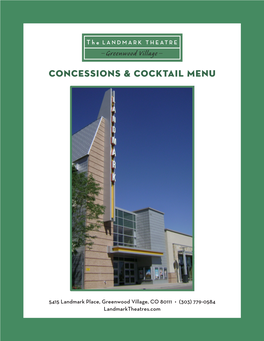 Concessions & Cocktail Menu