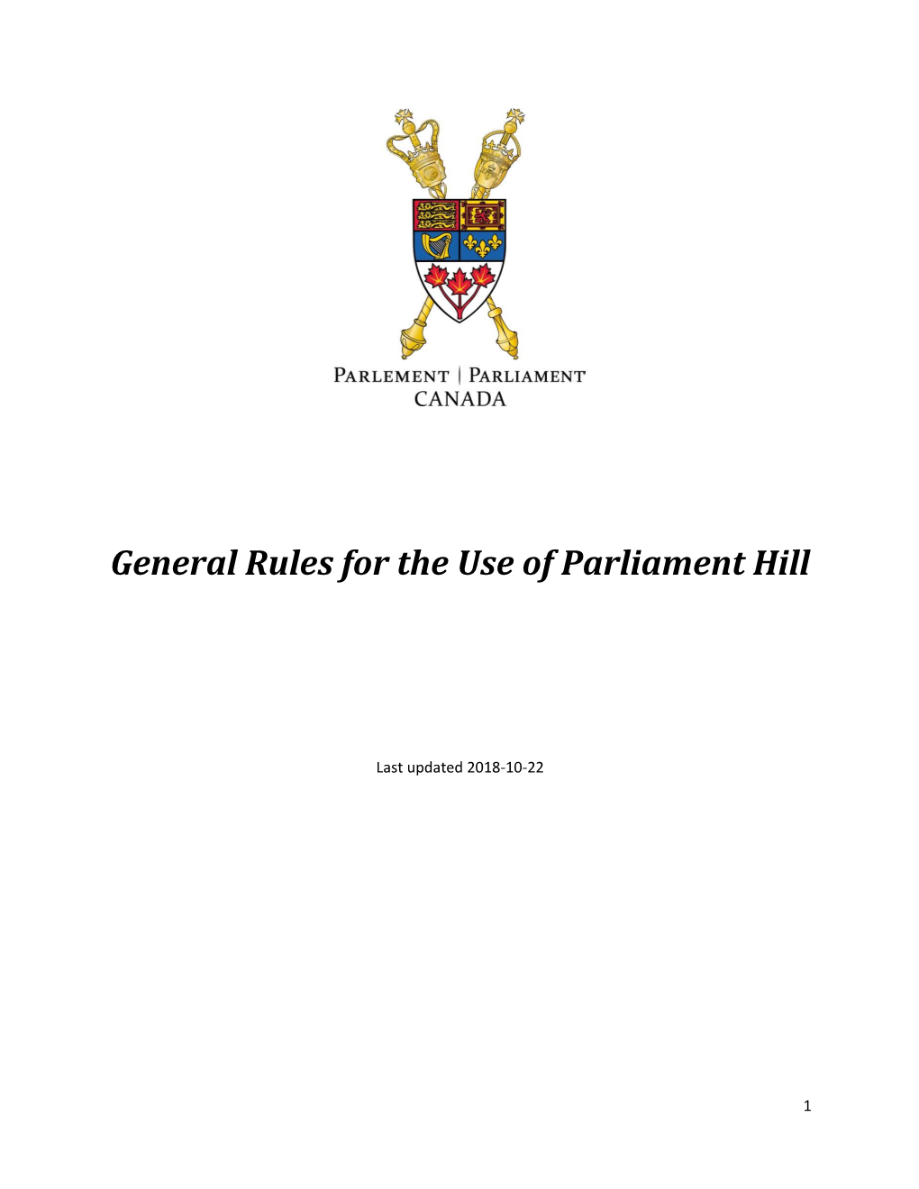 General Rules on the Use of Parliament Hill