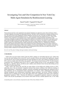 Investigating Taxi and Uber Competition in New York City: Multi-Agent Simulation by Reinforcement-Learning