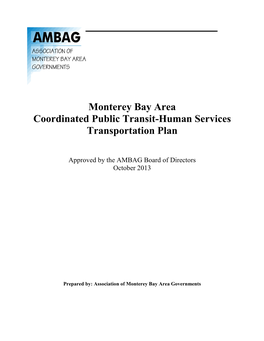 Monterey Bay Area Coordinated Public Transit-Human Services Transportation Plan