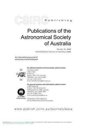 Publications of the Astronomical Society of Australia Volume 19, 2002 © Astronomical Society of Australia 2002