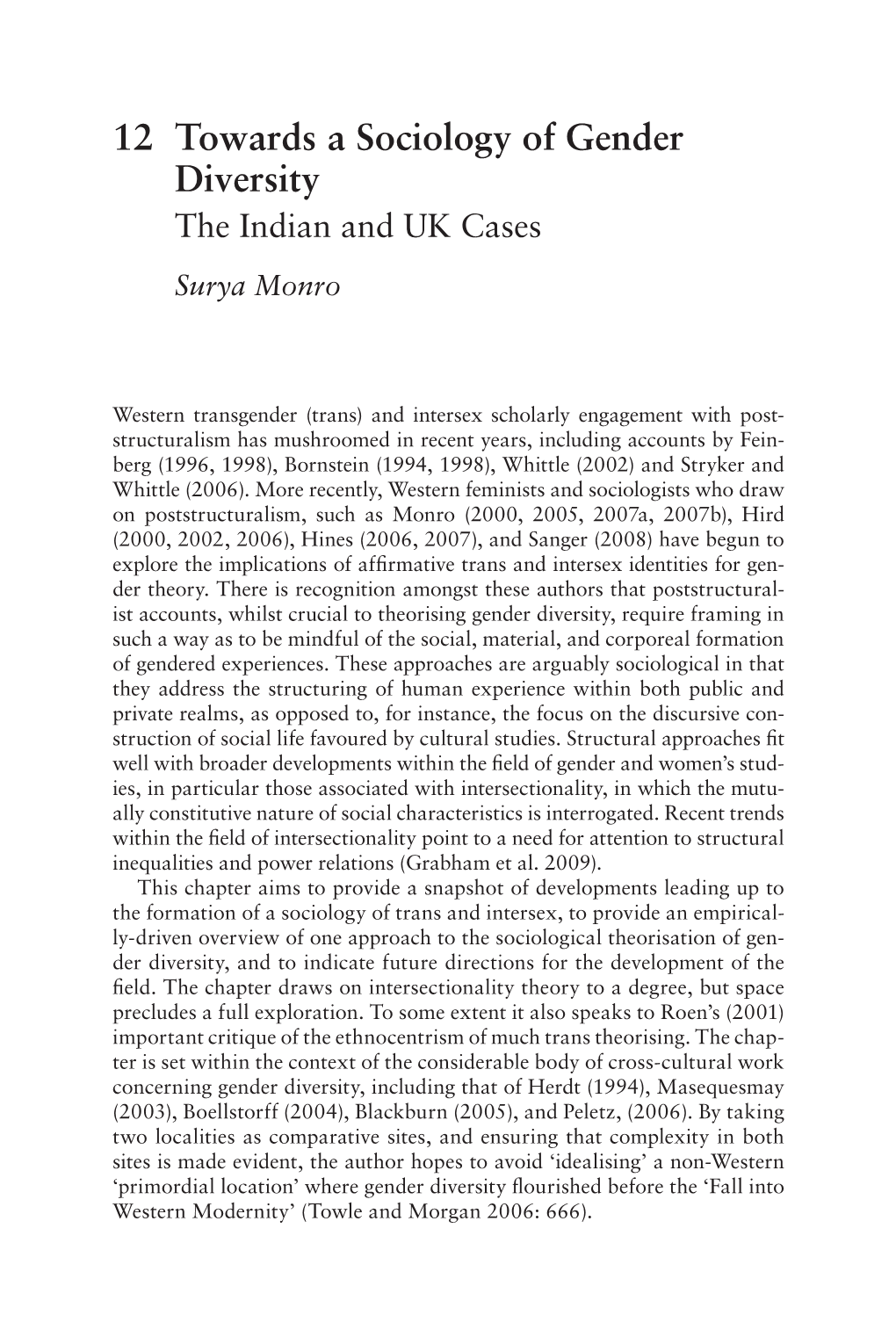 Towards a Sociology of Gender Diversity: the Indian and UK Cases