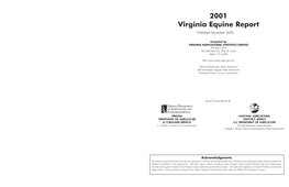 2001 Virginia Equine Report Published December 2002