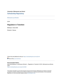 Regulation in Transition