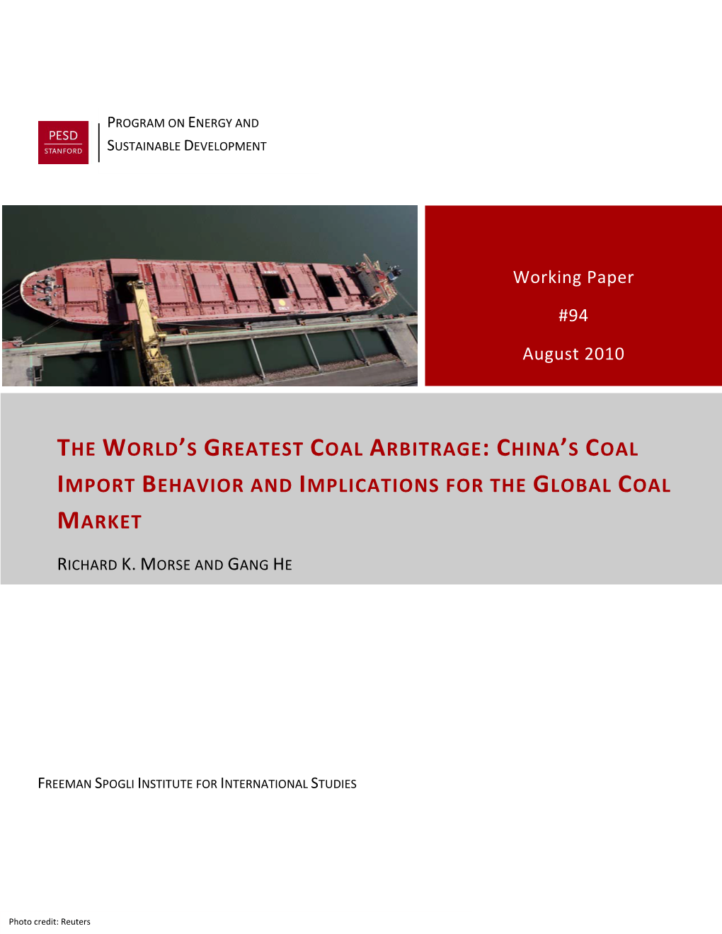China's Coal Import Behavior and Implications for The