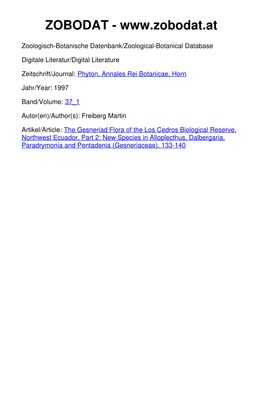 New Species in Alloplectus, Dalbergaria, Paradrymonia and Pentadenia (Gesneriaceae)